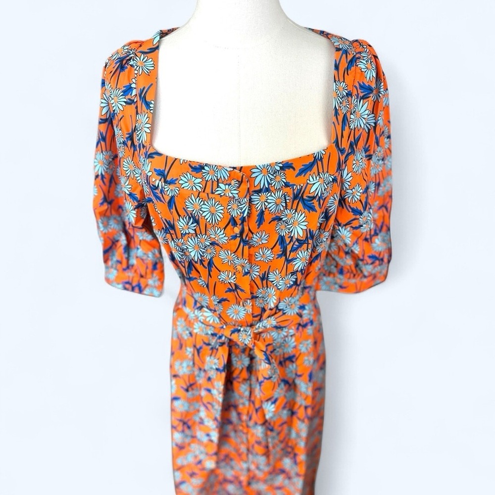 Liquorish NWT SZ 10 Floral Orange & Blue belted midi‎ shirtdress View 5